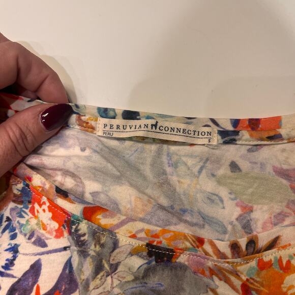 Peruvian Connection Floral Print Half Sleeves Mini Dress Size Small - Picture 4 of 9